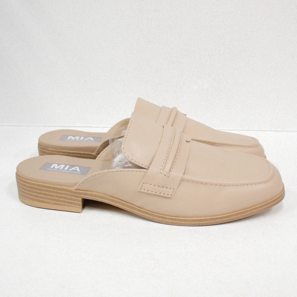 MIA Milia Beige Loafer Mule Women's Size 8 Slip-On Neutral Capsule Wardrobe Shoe